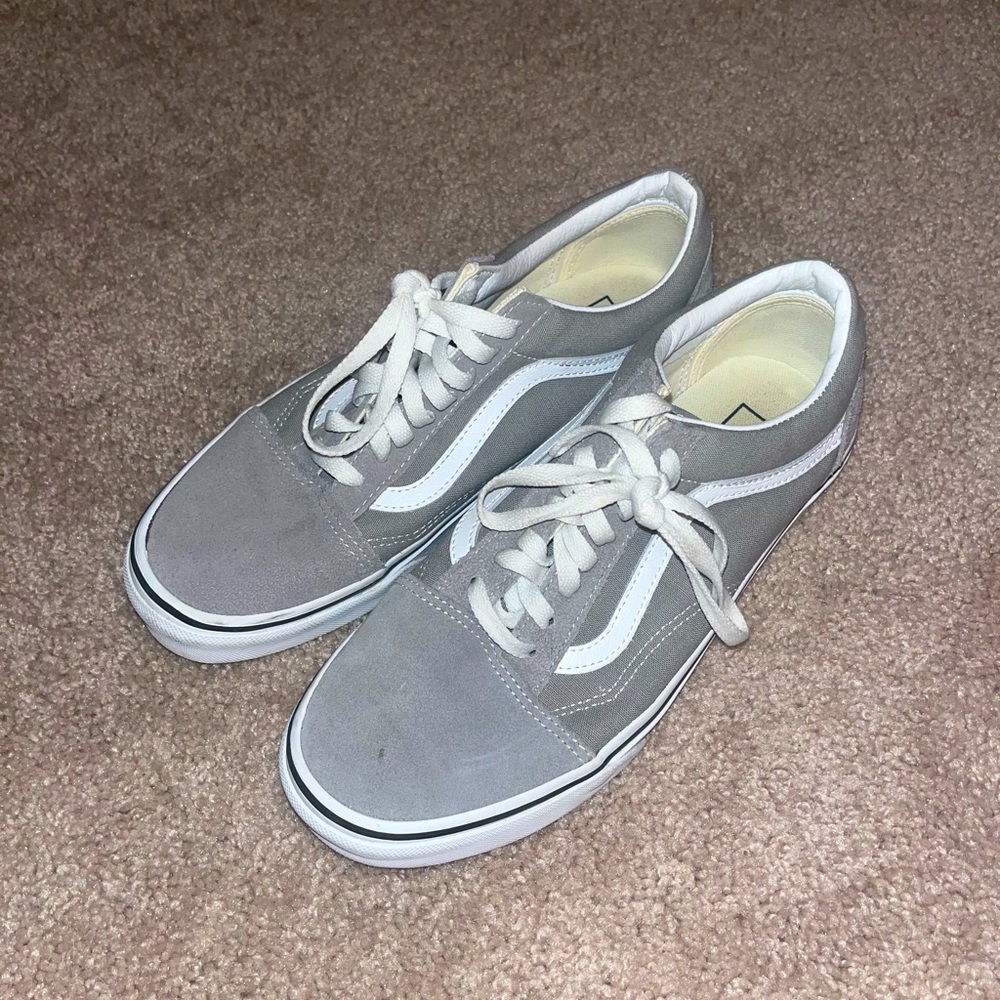 Vans Old Skool Shoe - drizzle/true white- light grey, suede, lightly worn shoes